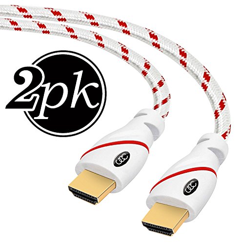 UPC 615953422894, HDMI Cable 2.0 - 3 FT 4K Ultra-High Speed ( 2-PK 0.5 Meter ) Supports Ethernet Audio Return ( ARC ) Ultra HD 2160p Bandwidth up to 18Gbps 3D HD 2 X 1080p Ready 1.5ft Braided Nylon Cord Gold Tip