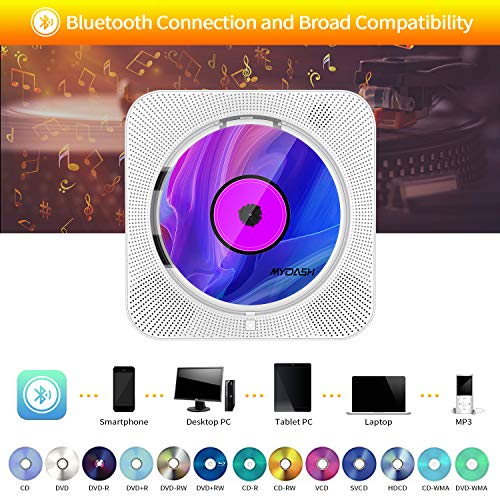 image for MYDASH CD/DVD Player, Wall Mountable CD/DVD Player Portable with Bluet