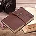 Foxnovo Leather Writing Journal Notebook, Antique Handmade Leather Bound Daily Notepad, Vintage Notebook with PU Cover, Classic Embossed Travel Diary Sketchbook to Write in , Best Gift (Coffee)
