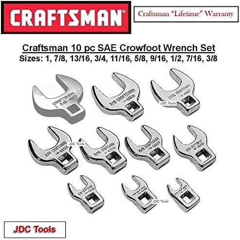 Craftsman 3/8" Drive Standard SAE Crowfoot Wrench Set 10 pc (3/8" - 1'')