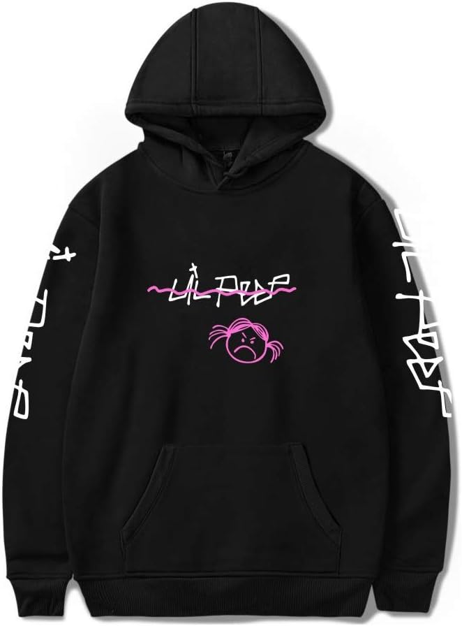 Unisex Hoodie LilPeep New Hooded Round Neck Sweater Plus Velvet Hoodie Smile Face Print Sweatshirts with Pockets Patchwork Top