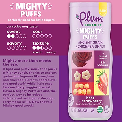 Plum Organics Mighty Puffs Snack For Babies Beet & Strawberry Flavor (Pack of 1) 1.85 oz