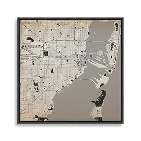 Framed Canvas Wall Art Map Canvas Prints Home Artwork Decoration for Living Room,Bedroom - 16x16 inches