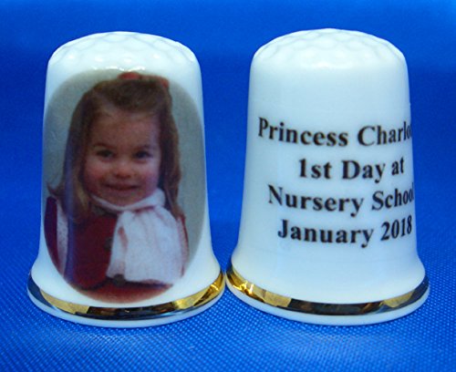Porcelain China Collectable Thimble - Princess Charlotte 1st Day at Nursery January 2018 -- Free Gift Box