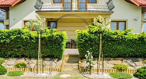 KADAX Rosenbogen, Gartenbogen für Kletterpflanzen, Rosen, Garten, Pergola, pulverbeschichteter Stahl, Gartenlaube, wetterfest, Rankhilfe, Torbogen, Spalier, Deko, Schwarz (40 x 150 x 256 cm) – Bild 3