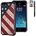 True Color Case Compatible iPhone SE / 5S / 5 Case, Patriotic Vintage American Flag Emboss Printed Impact Resistant TPU Protective Anti-Slip Grip Snap-On Soft Rugged Cover