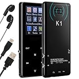 MP3 Player with Bluetooth 16GB Qoosea Built-in Speaker Digital Recording FM Radio Portable Lossless Sound Music Player Metal Touch button with Video E-Book Support Up to 128GB TF Card (Black)