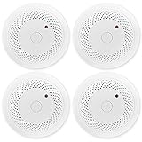 4 Pack Battery Operated Smoke Detector & Fire Alarm with Photoelectric Sensor,Easy to Install with Test Button