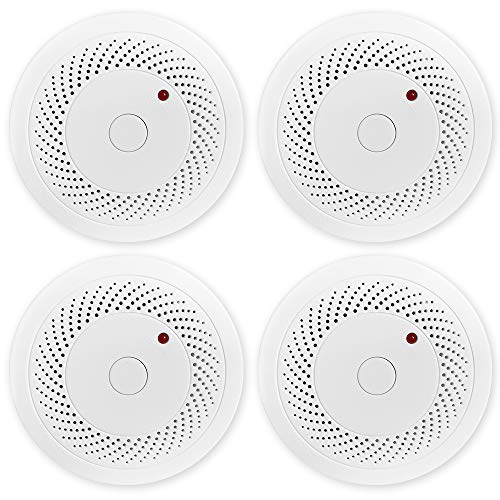 4 Pack Battery Operated Smoke Detector & Fire Alarm with Photoelectric Sensor,Easy to Install with Test Button