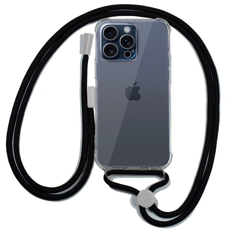Cool Case for iPhone 15 Pro Black Lanyard