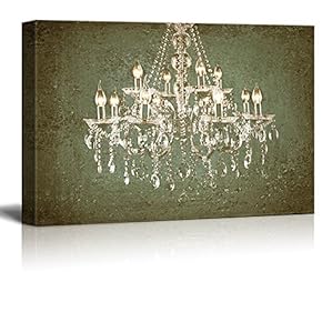 Crystal Clear Chandelier on Grunge Background
