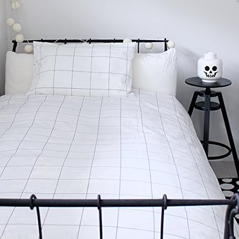 Amazon Co Jp 布団カバー 北欧 白黒 グラフチェック 布団カバー シングル 日本製 150cm 210cm ベビー マタニティ