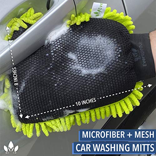 EVERSPROUT DualSided Car Wash Mitts (2Pack) NeverScratch, Ultra