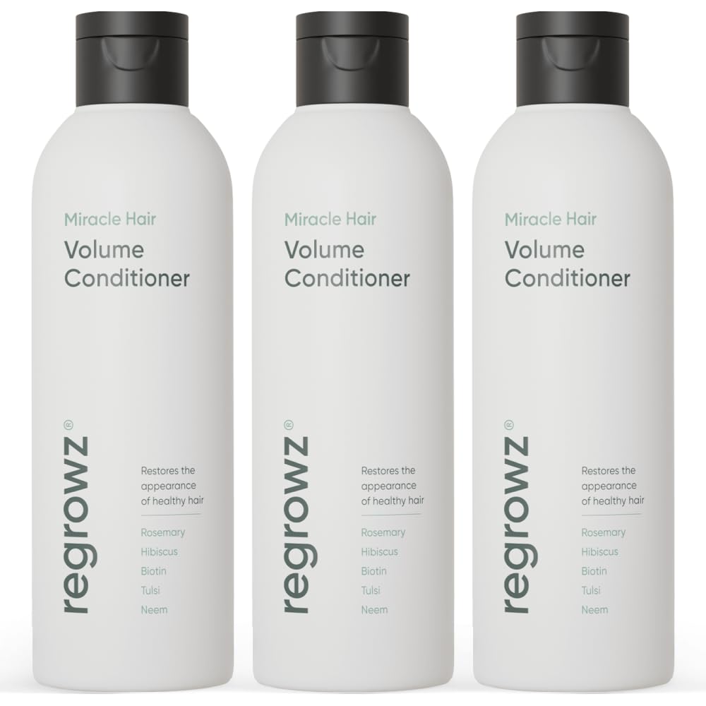 Regrowz Volume Conditioner 200ml x 3 - Biotin Hair Thickening Conditioner for Fine & Thinning Hair - Restore and Strengthen Stronger & Healthier Looking Hair for Men & Women
