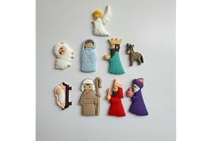 Nativity Figurine Set, 9Pcs Resin Nativity Scene Miniature Statues, Flatback Cartoon Figurines for Christmas Craft Decoration