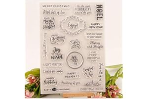 WOOYANGFUN Welcome to Joyful Home 1pc Enjoy Christmas Noel Sentiments Rubber Clear Stamp for Card Making Decoration and Scrapbooking