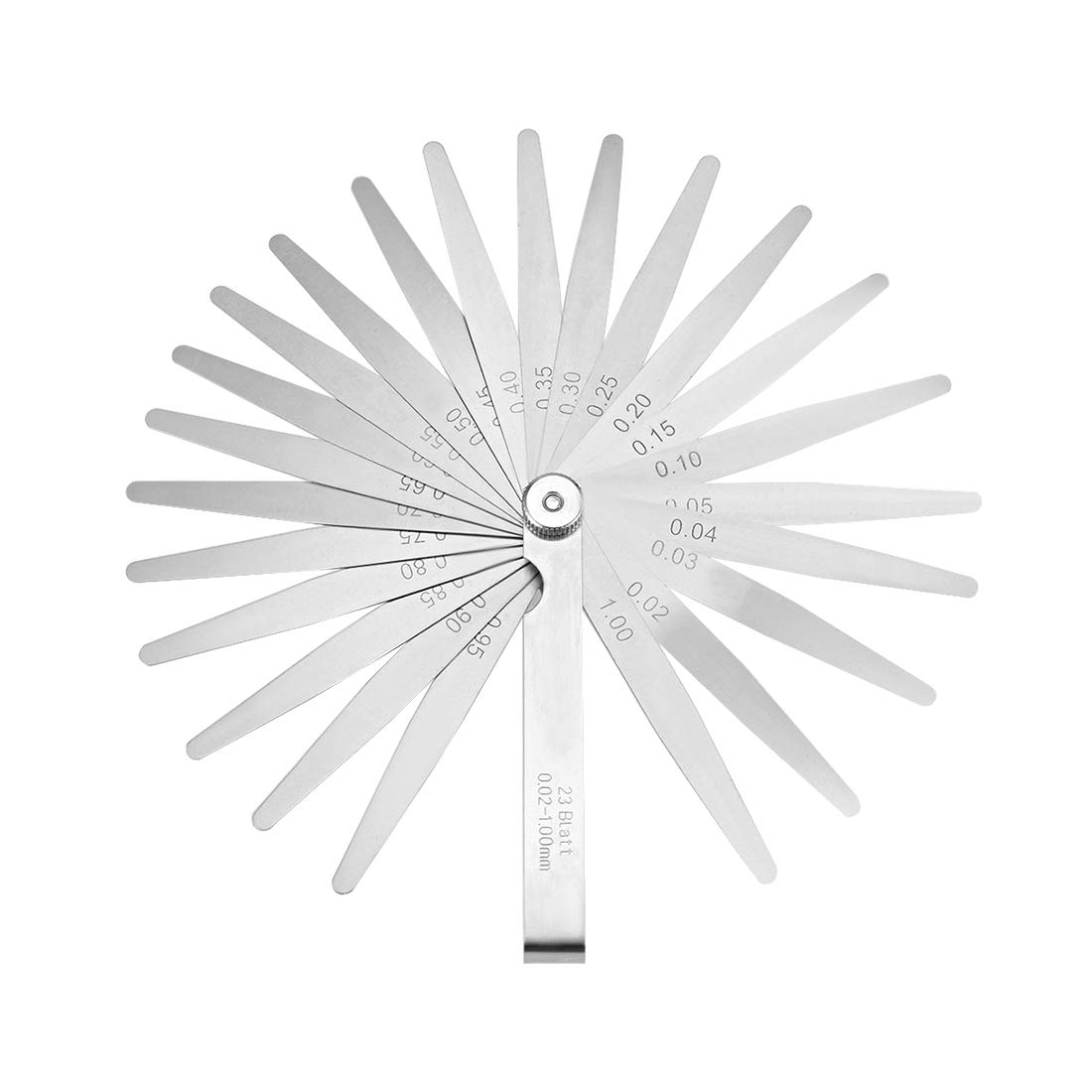 sourcing map Metric Thickness Feeler Gauge 0.02-1.00mm 23 Pieces Mn Steel Measuring Tool for Gap Width