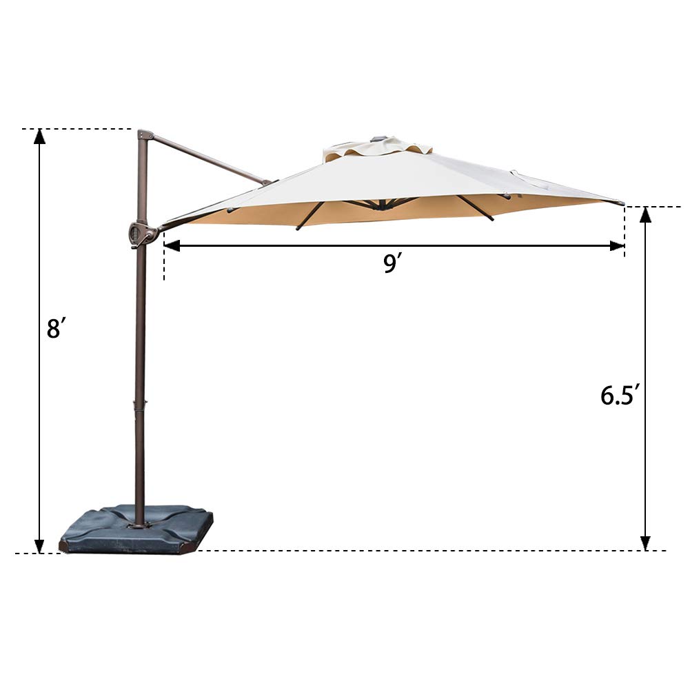8 X 10 Feet Abba Patio Rectangular Offset Cantilever Outdoor Patio Hanging Umbrella With Cross Base Sand Umbrellas