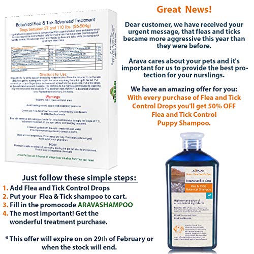Arava Natural Flea & Tick Prevention for Dogs & Cats - 4-Doses - 100% Safe Flea & Tick Control - Repels Pests with Natural Oils - Safe on Skin and Coats - Enhanced Defense & Prevention (4 Variations)