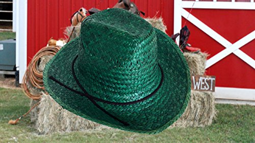 Dondor Assorted Woven Straw Cowboy Hats for Adults (Green) - Thumbnail 5