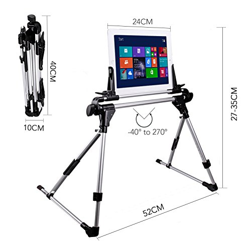 Tablet Stand Adjustable,Portable Phone Holder Stand for Bed, Sofa, Floor & Desk, Lazy Man Stand for iPad iPhone Cell phone Galaxy Tab E-reader Indoor & Outdoor with Cable Bag, Drawstring Sack 4-13inch - Thumbnail 4