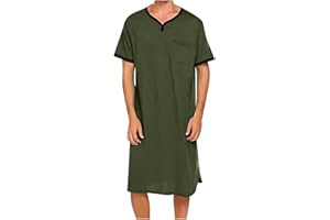 Mrmaere Mens Nightshirt for Sleeping Soft Comfy Sleepwear Nightgown Summer Henley Short Sleeve Sleep Shirt Lounge Nightwear
