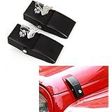 JeCar Steel Hood Latches Lock for Jeep Wrangler 2007-2018 JK JKU JL Unlimited Rubicon Sahara X Off Road Sport Exterior Accessories (Black 1 Pair)