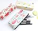 Cute Fruit and Flamingo Canvas Pencil Bag Holder Pen Case Stationery Makeup Cosmetic Pouch Bag with Zipper, Set of 3