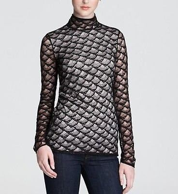 Amazon Co Jp ダイアンフォンファステンバーグ Diane Von Furstenberg Dvf Black Surya Fan Lace No Band Top Blouse ブラウス サイズ0 ブラックレース タートルネック 平行輸入品 服 ファッション小物