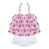 BOBORA Baby Girl Floral Ruffled Vest Tops T-Shirts+ Shorts 2 Pcs Clothing Sets