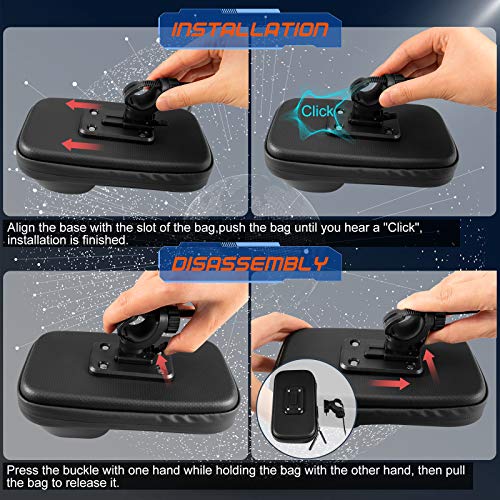 Porte téléphone vélo etanche, Support telephone scooter Sacoche guidon de cadre selle VTT Moto avec étui tactile transparent en TPU, Rotatif à 360 °, Trou d\'écouteur pour smartphone de 5,5 à 7,0 pouce