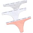 Calvin Klein Women's Carousel Logo Cotton Stretch Thong Panties, 3 Pack
