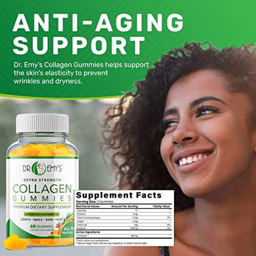 Dr. Emy's Collagen Gummies Gummy Vitamin for Women & Men, Hair, Skin