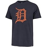 MLB Men's Distressed Imprint Match Team Color Primary Logo Word Mark T-Shirt (Detroit Tigers Navy, Small)