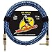 Rig Ninja 1/4 Guitar Cable by NinjaMuso - 10ft Blue Right Angle - Low Noise Electric and Acoustic Guitar and Bass Patch Cords - 10 Feet Amp Cord for Musical Instrument to Amplifier