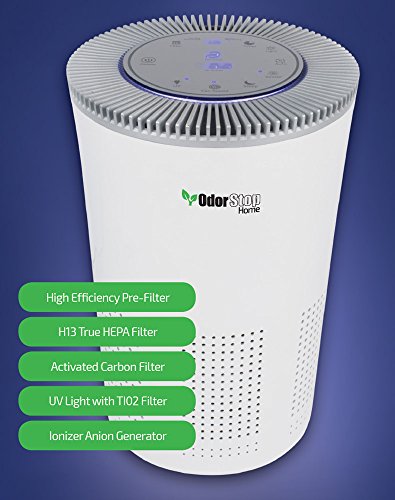 OdorStop HEPA Air Purifier with H13 HEPA Filter, UV Light, Active Carbon, Multi-Speed, Sleep Mode and Timer (OSAP5, Silver Gray) - Thumbnail 3
