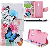 Moto G Case (1st Gen), iYCK Premium PU Leather Flip Folio Carrying Magnetic Closure Protective Shell Wallet Case Cover for Moto G (1st Gen) with Kickstand Stand - Butterfly Flower