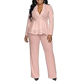 ABKY Womens Suits 2 Piece Set Business Breasted Blazer Pants Sets Casual Long Sleeve Elegant Blazer Work Suit