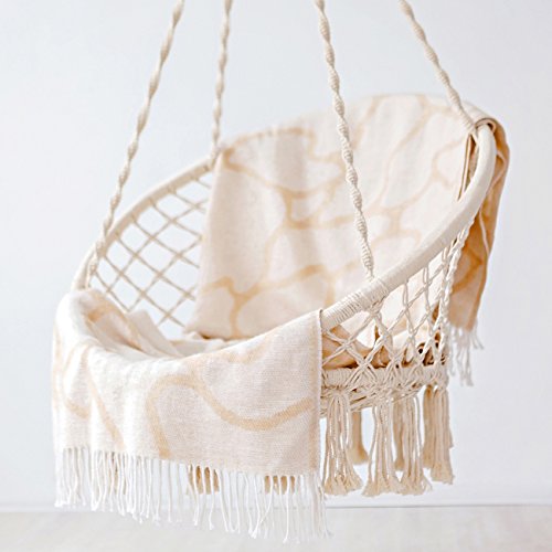 TOPWAY Hammock Chair Macrame Swing, 330 Pound Capacity, Hanging Chair with Cotton Rope for Indoor, Outdoor, Home, Patio, Deck, Yard, Garden