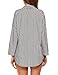 Lomon Women Long Sleeve Striped Shirts V Neck Blouses Ladies Tops(White Strip S)