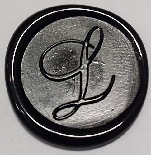 100 pack of Wax Seals: Self adhesive wax seal sticker - L - Shelley Allegro Font - Black - 1" Irregular Shape