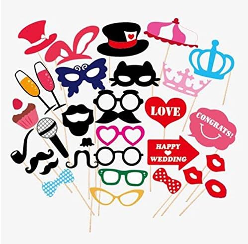 Party Photo Tool Props, DIY Party Supply 31Pcs Kit for Wedding Party Reunions Birthdays Photobooth Dress-up Accessories &amp; Party Favors by Mocora