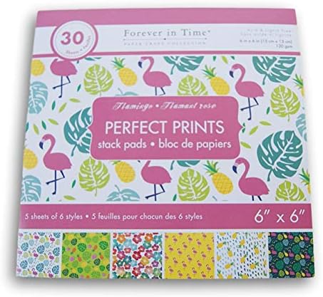 Perfect Prints Scrapbook Paper Stack Pad - Flamingo Theme -30 Sheets