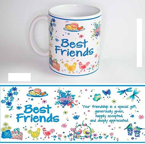 ARTIST DESIGNED COFFEE/TEA MUG - Art/Artwork Comes From A Collection Of Licensed Classic, Retro, Vintage, Antique And Original Designs - This "Best Friends" Mug Has A Lovely Sentiment About Being Best Friends And A Great Decorative Theme - Perfect For A Delicious Cup Of Coffee, Tea, Hot Cocoa & More! - Makes A Wonderful Gift!