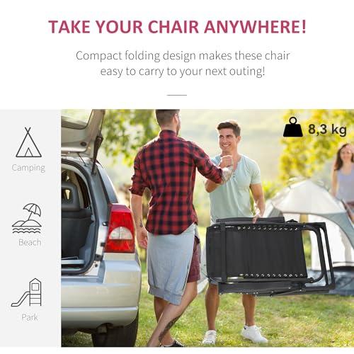 Outsunny Reclining Zero Gravity Chair with Adjustable Backrest, Folding Garden Sun Lounger with Removable Cushion and Headrest, Wine Red