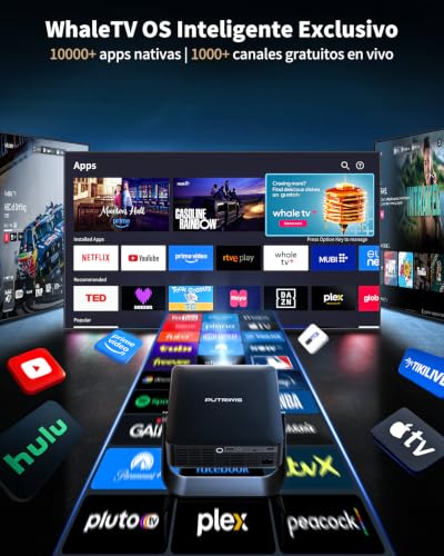 Portable Projector 【Netflix Ready+Direct TV】 Projector 4K App Integrated Auto Focus/Keystone 1080P FHD Native with HDR10, 330° Rotation WiFi Bluetooth Mini Projectors Projector Home Cinema/Outdoor