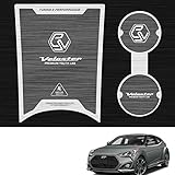 Aluminum Hairline Two Block Cup Holder Console Plate Accessories 2P For Hyundai Veloster 2012 2017 (Silver & Black Plate)