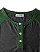 H2H Men's Slim Fit Casual Henley Raglan Baseball Knit T-Shirt with Colorblocked DarkGreen US S/Asia M (CMTTS0174)