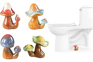 AKV Mushroom Toilet Bolt Caps Porcelain Toilet Bolt Covers Decorative,Fun Toilet Screw Cover Caps,2Pcs Ceramic Mushroom Toilet Screw Caps,Toilet Bowl Bolt Covers for Bathroom Decor,Easy to install (1Set)