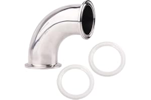 DERNORD 2" Tube OD Sanitary Ferrule Elbow 90 Degree Pipe Fitting with 2 Silicone Gaskets SUS304 Tri Clamp 2 Inch